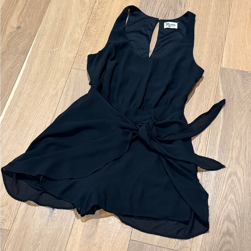 Show Me Your Mumu S Black Faux Wrap Romper